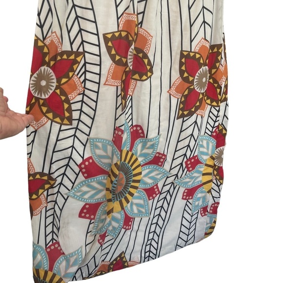 Trulli resort vacation cotton silk fully lined V bra top fit 2 flow summer dress - Picture 5 of 8